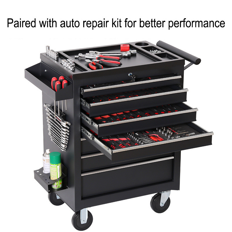 Maintenance Workshop Tools - 5段引き出し収納ツールボックストロリー、多機能自動車修理ハードウェアモバイルメンテナンスツールキットキャビネット