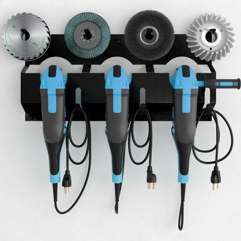 Workshop Tools Types - ケーブル管理機能付き壁掛けアングルグラインダーホルダー、切断研磨工具用ディスクグラインダー収納ラック、ワークショップオーガナイザー