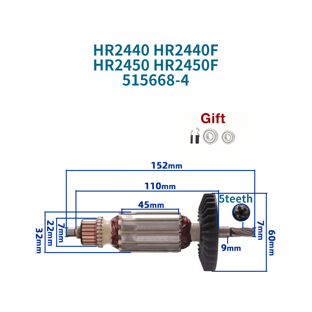 Makita Drill Hp1640 - マキタHR2440 HR2440F HR2450 HR2450F 515668-4 ハンマードリル用アーマチュア