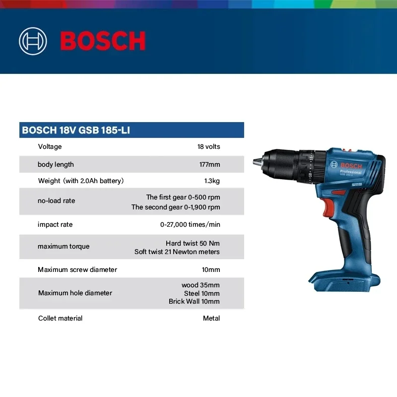 ボッシュ GSB 185-LI 18V ブラシレスコードレス - Bosch Drill Gsb 18V のレビューと価格