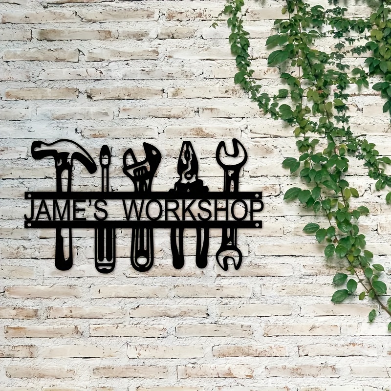 カスタマイズされた名前の工業風アイアンウォールアートツールデ - Workshop Tools And Names のレビューと価格