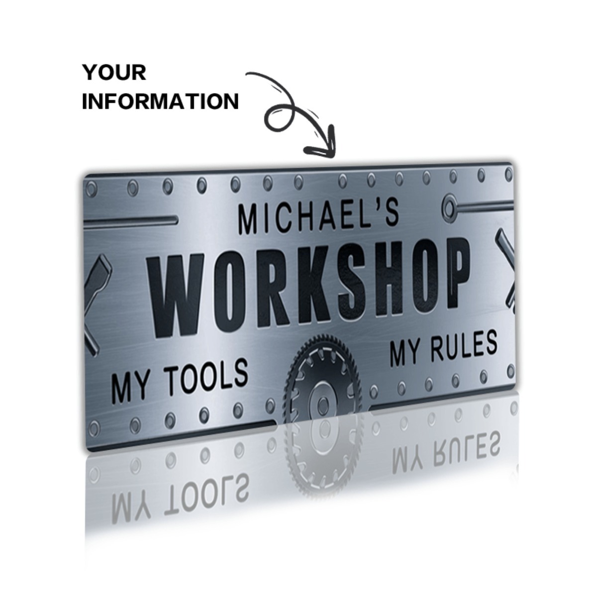 パーソナライズされた名前入りワークショップアルミサイン 6x - Workshop Tools And Names のレビューと価格