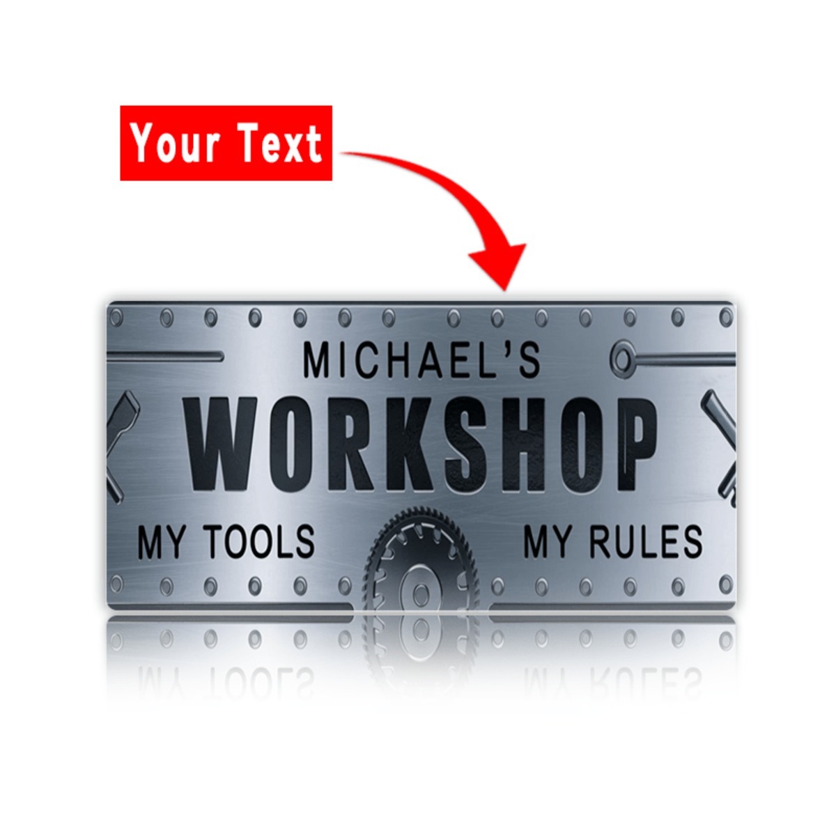 パーソナライズされた名前入りワークショップアルミサイン 6x - Workshop Tools And Names のレビューと価格