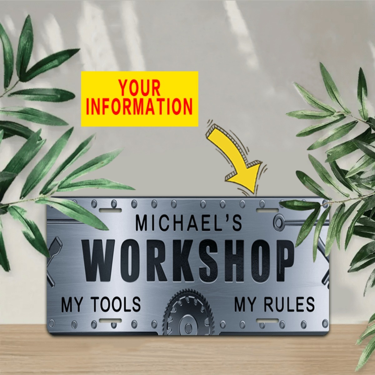 パーソナライズされた名前入りワークショップアルミサイン 6x - Workshop Tools And Names のレビューと価格
