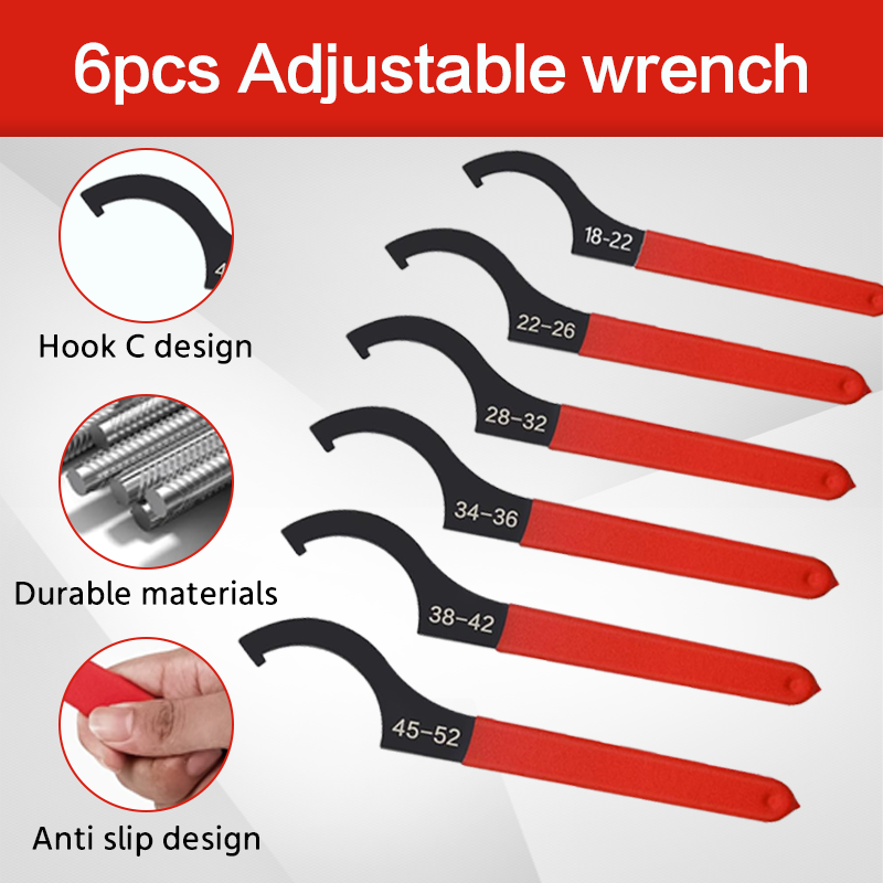 6PCS ハーフムーンフックレンチ ノンスリップスパナレンチ - Maintenance Workshop Tools のレビューと価格