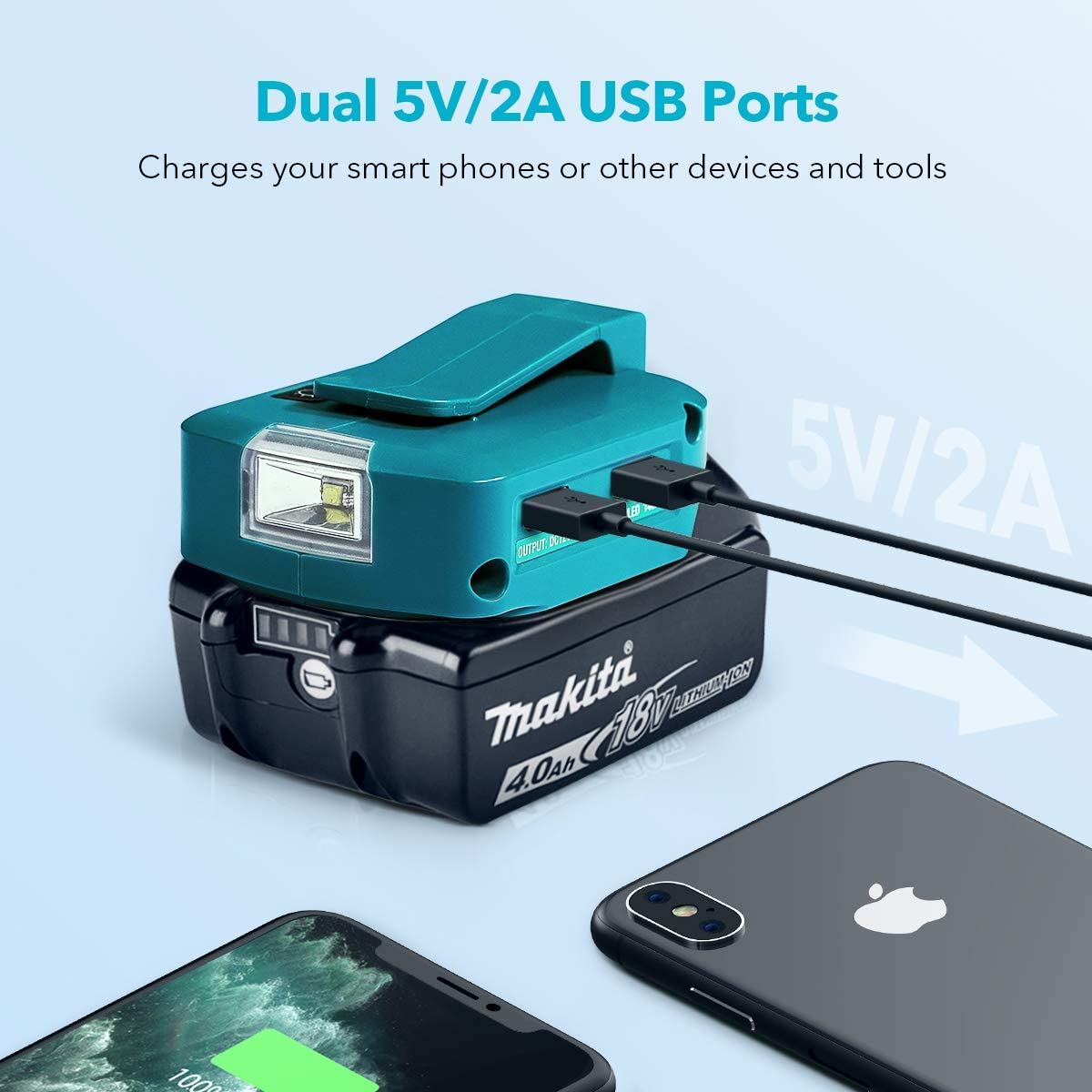 USBアダプター,充電器,LEDライト,デュアルUSBポート - Makita Drill Hp1640 のレビューと価格
